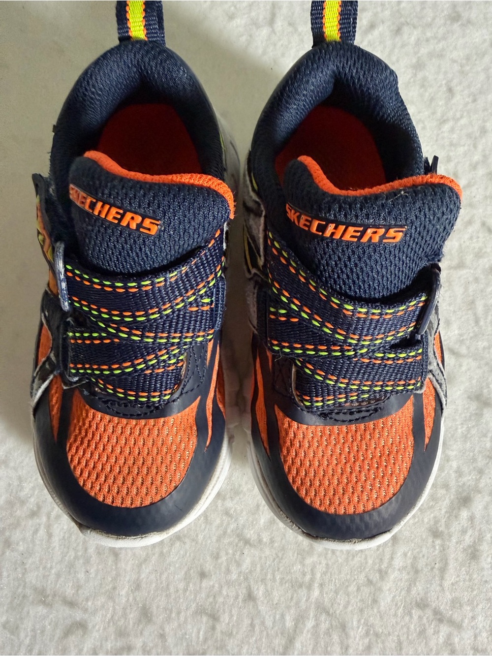 Skechers Navy & Orange Kids Hook-and-Loop Athletic Sneakers